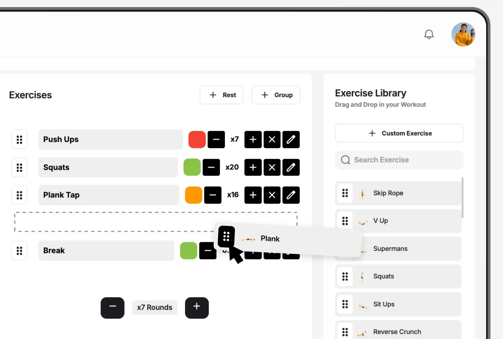 Custom workout builder